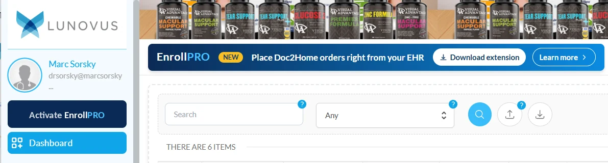 The Doc2Home home screen